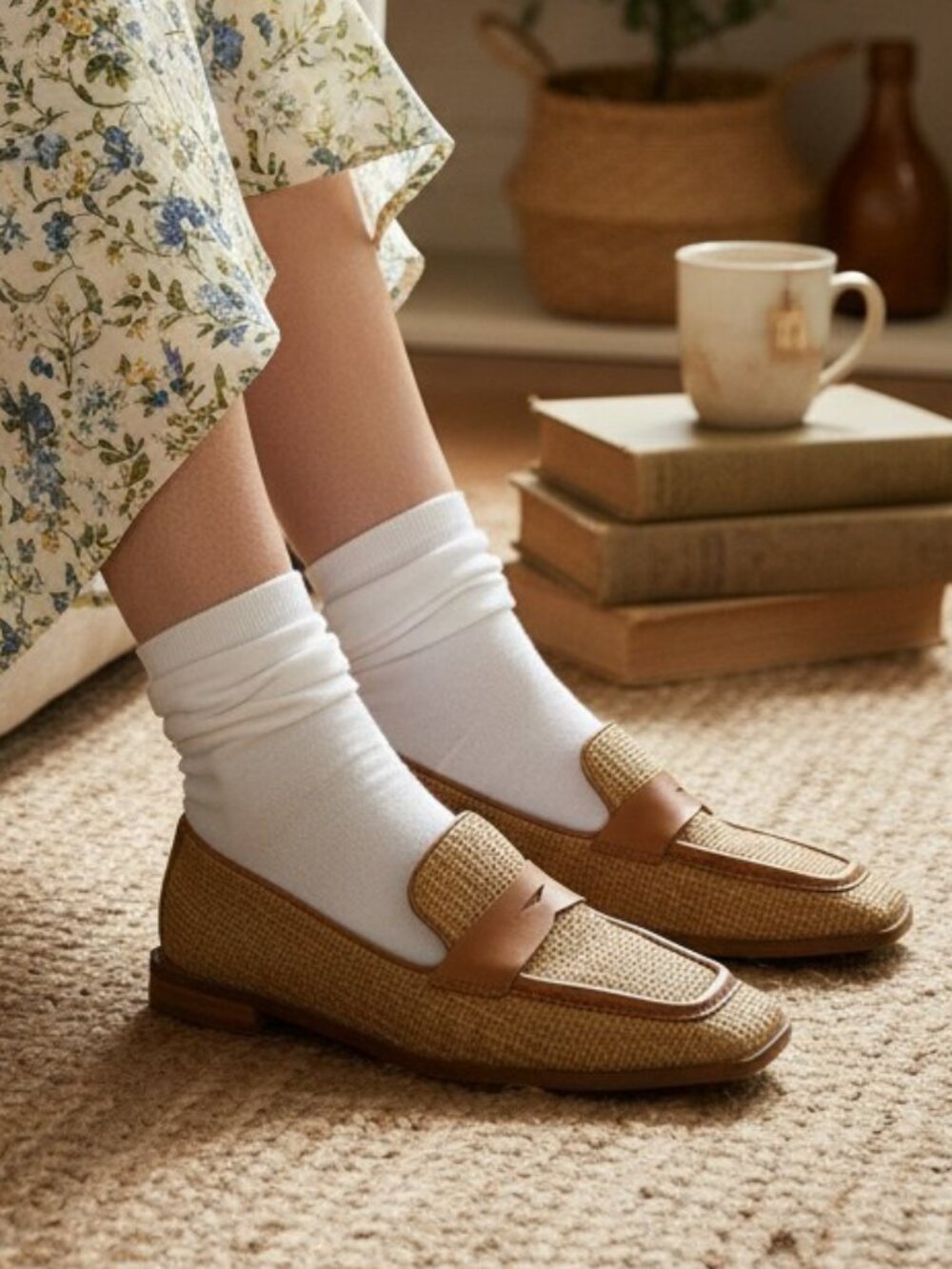 Angel Alarcon Loafers Womens US 9 Flat Shoes Woven Textile Neutral Tan Preppy